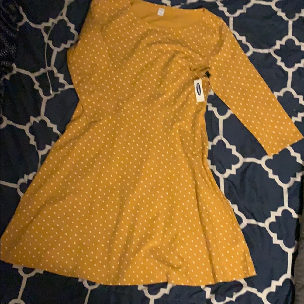 Yellow polka dotted dress